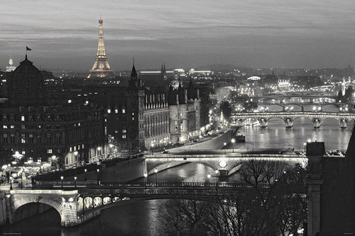 Paris River View b/w- Maxi Paper Poster