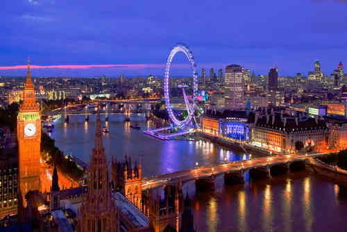London - London Eye, River View - Blue Colour Mini A2 Paper Poster