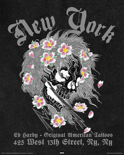 Ed Hardy - New York City, Black - Mini Paper Poster
