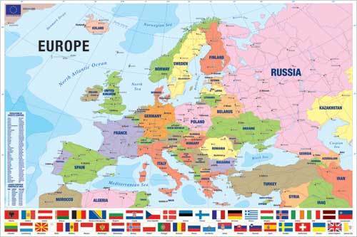 Modern Map Of Europe - Maxi Paper Poster