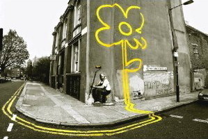 Banksy - Pollard Street Yellow Flower Man - Maxi Paper Poster