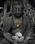 Buddha - Grey Stone - Mini Paper Poster