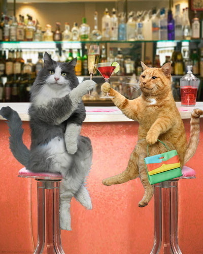 Cocktail Cats - Mini Paper Poster