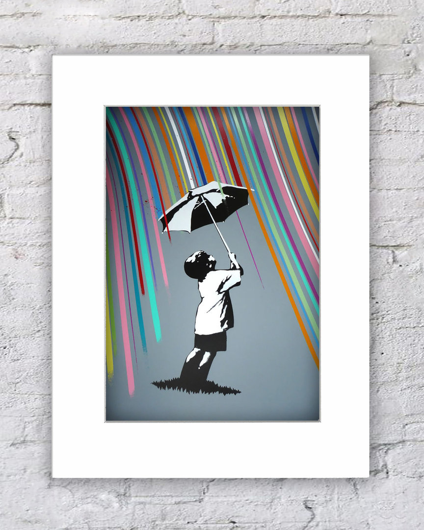 Banksy Rainbow Rain Umbrella Boy