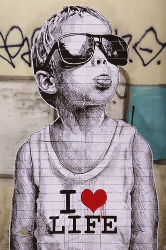 Banksy - I Love Life Boy - Mini Paper  Poster