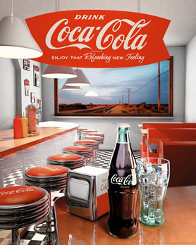 Coca Cola - Retro Diner - Mini Paper Poster