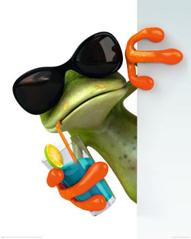 Cute Frog - Shades Cool Drink - Mini Paper Poster