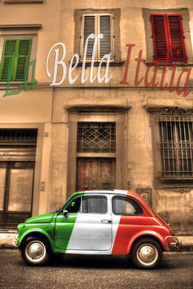 La Bella Italia - Tricolore - Fiat Car - Maxi Paper Poster